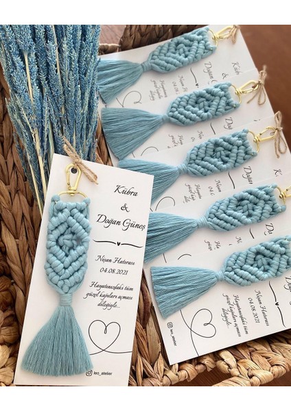 El Örmesi Makrome Anahtarlık Düğün Kına Söz Sünnet Nişan Için Hediyelik-10 Adet