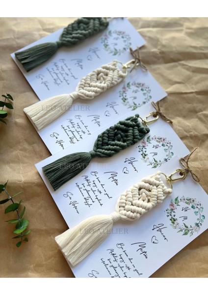 El Örmesi Makrome Anahtarlık Düğün Kına Söz Sünnet Nişan Için Hediyelik-10 Adet