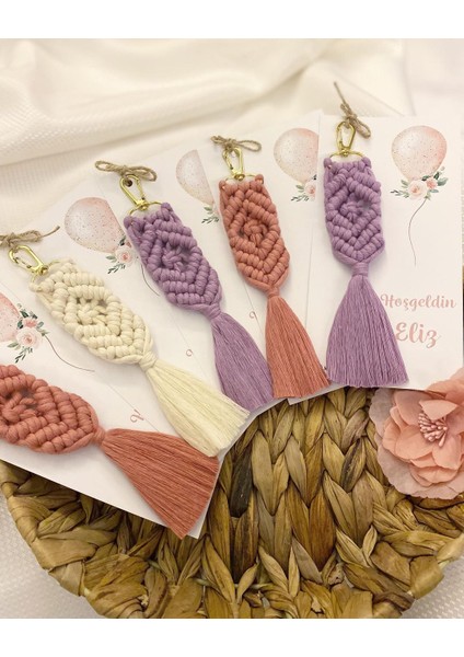 El Örmesi Makrome Anahtarlık Düğün Kına Söz Sünnet Nişan Için Hediyelik -50 Adet