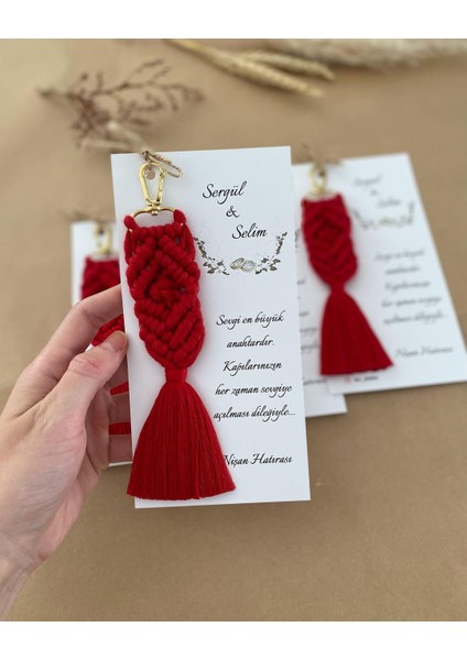 El Örmesi Makrome Anahtarlık Düğün Kına Söz Sünnet Nişan Için Hediyelik-10 Adet