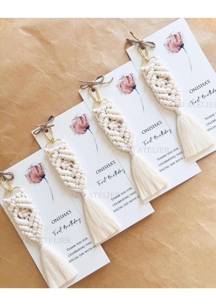 El Örmesi Makrome Anahtarlık Düğün Kına Söz Sünnet Nişan Için Hediyelik -25 Adet