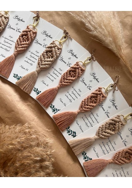 El Örmesi Makrome Anahtarlık Düğün Kına Söz Sünnet Nişan Için Hediyelik -25 Adet