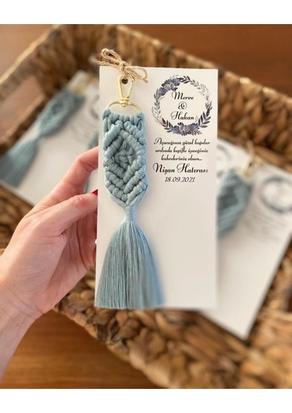 El Örmesi Makrome Anahtarlık Düğün Kına Söz Sünnet Nişan Için Hediyelik-10 Adet