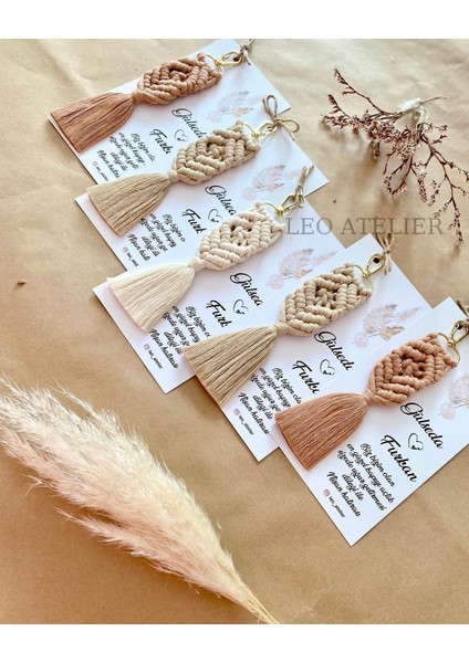 El Örmesi Makrome Anahtarlık Düğün Kına Söz Sünnet Nişan Için Hediyelik -25 Adet