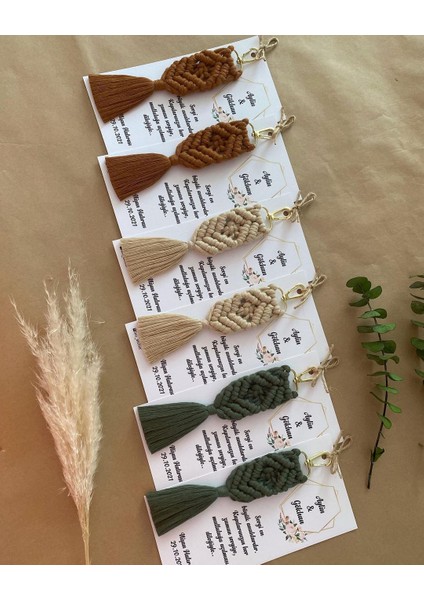 El Örmesi Makrome Anahtarlık Düğün Kına Söz Sünnet Nişan Için Hediyelik -50 Adet