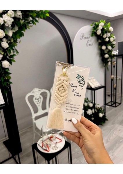 El Örmesi Makrome Anahtarlık Düğün Kına Söz Sünnet Nişan Için Hediyelik -50 Adet