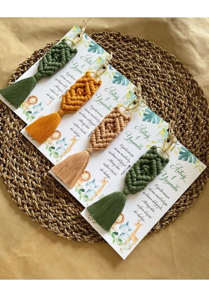 El Örmesi Makrome Anahtarlık Düğün Kına Söz Sünnet Nişan Için Hediyelik -50 Adet