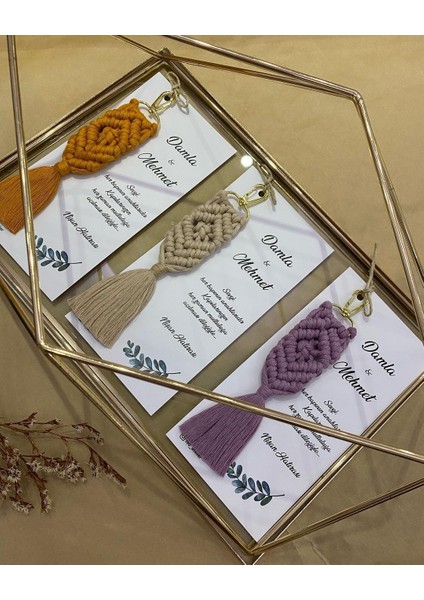 El Örmesi Makrome Anahtarlık Düğün Kına Söz Sünnet Nişan Için Hediyelik -50 Adet