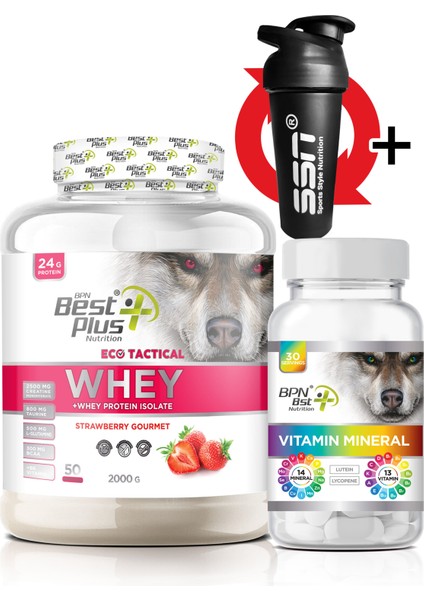 Eco Tactical Kombinasyon Paketi(Whey Protein Çilek Aromalı+Vitamin)