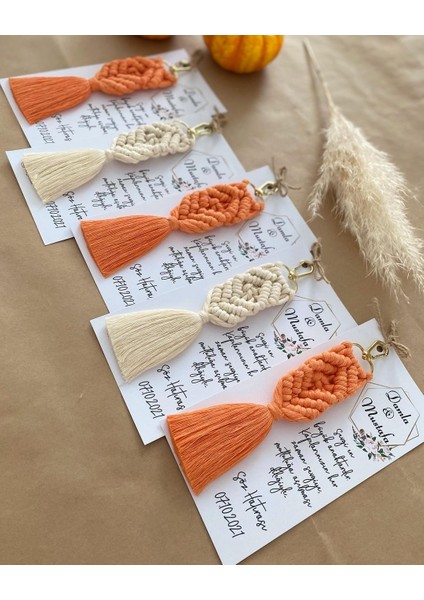 El Örmesi Makrome Anahtarlık Düğün Kına Söz Sünnet Nişan Için Hediyelik-10 Adet