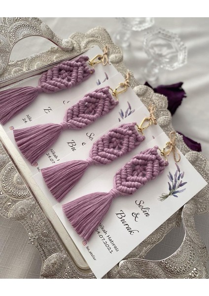 El Örmesi Makrome Anahtarlık Düğün Kına Söz Sünnet Nişan Için Hediyelik-10 Adet