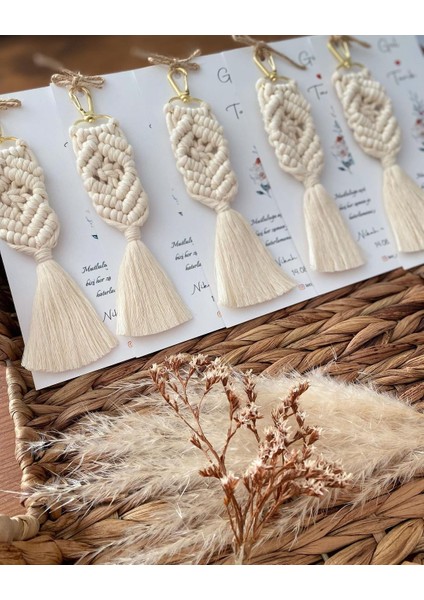 El Örmesi Makrome Anahtarlık Düğün Kına Söz Sünnet Nişan Için Hediyelik-10 Adet