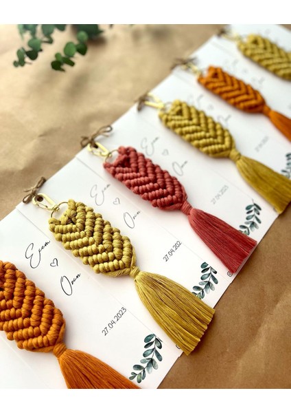 El Örmesi Makrome Anahtarlık Düğün Kına Söz Sünnet Nişan Için Hediyelik-10 Adet