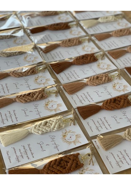 El Örmesi Makrome Anahtarlık Düğün Kına Söz Sünnet Nişan Için Hediyelik-10 Adet