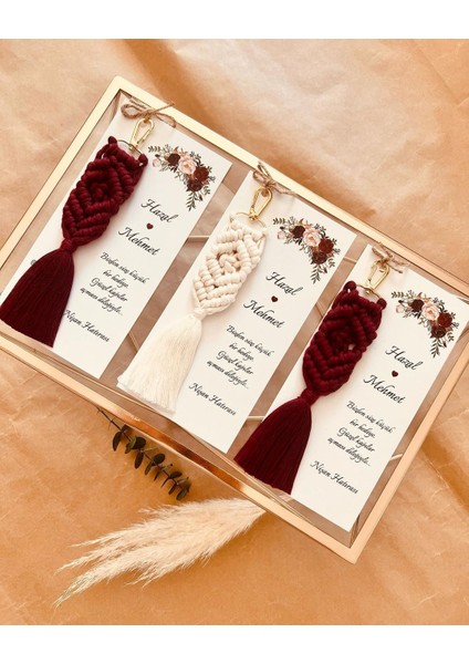 El Örmesi Makrome Anahtarlık Düğün Kına Söz Sünnet Nişan Için Hediyelik-10 Adet