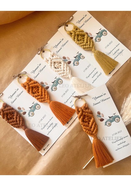 El Örmesi Makrome Anahtarlık Düğün Kına Söz Sünnet Nişan Için Hediyelik-10 Adet