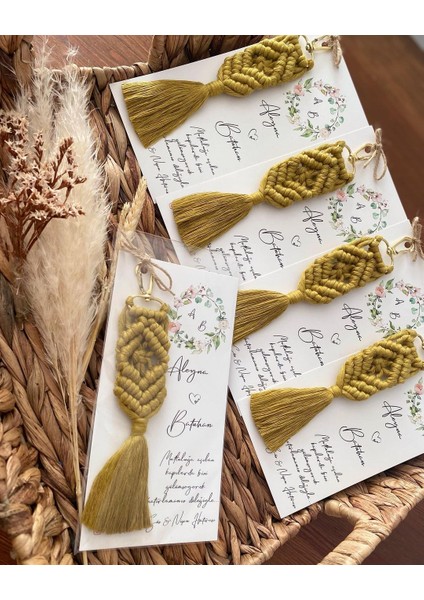 El Örmesi Makrome Anahtarlık Düğün Kına Söz Sünnet Nişan Için Hediyelik -50 Adet