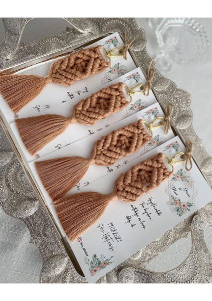 El Örmesi Makrome Anahtarlık Düğün Kına Söz Sünnet Nişan Için Hediyelik-10 Adet