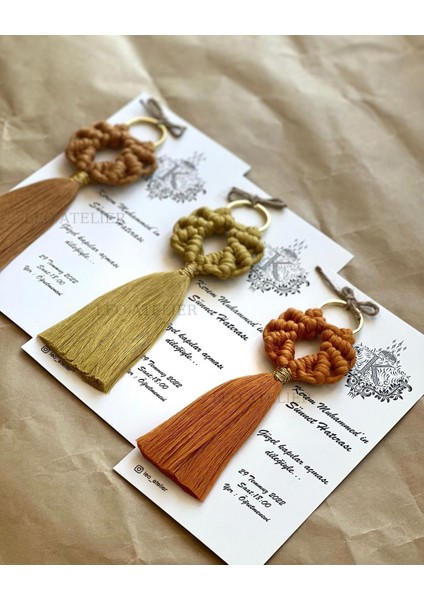 El Örmesi Makrome Anahtarlık Düğün Kına Söz Sünnet Nişan Için Hediyelik-10 Adet