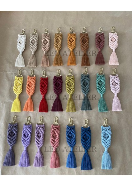 El Örmesi Makrome Anahtarlık Düğün Kına Söz Sünnet Nişan Için Hediyelik-10 Adet