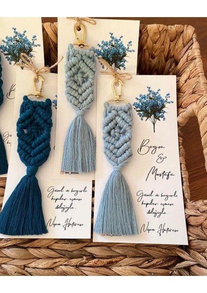 El Örmesi Makrome Anahtarlık Düğün Kına Söz Sünnet Nişan Için Hediyelik -25 Adet