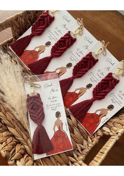 El Örmesi Makrome Anahtarlık Düğün Kına Söz Sünnet Nişan Için Hediyelik-10 Adet