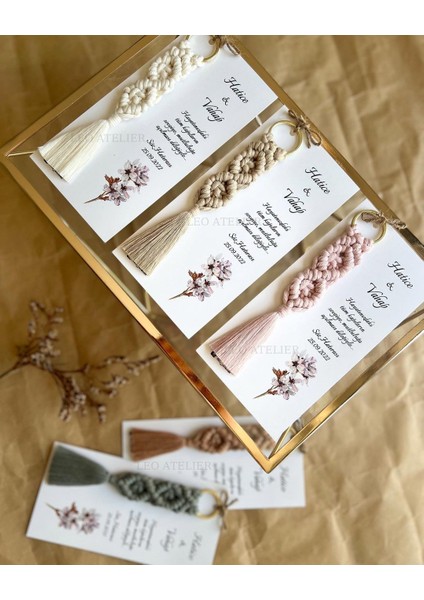 El Örmesi Makrome Anahtarlık Düğün Kına Söz Sünnet Nişan Için Hediyelik-10 Adet