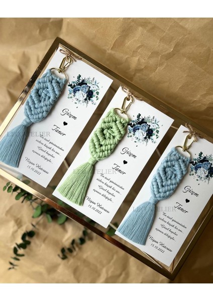 El Örmesi Makrome Anahtarlık Düğün Kına Söz Sünnet Nişan Için Hediyelik -50 Adet