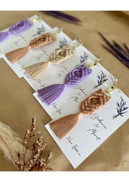 El Örmesi Makrome Anahtarlık Düğün Kına Söz Sünnet Nişan Için Hediyelik-10 Adet