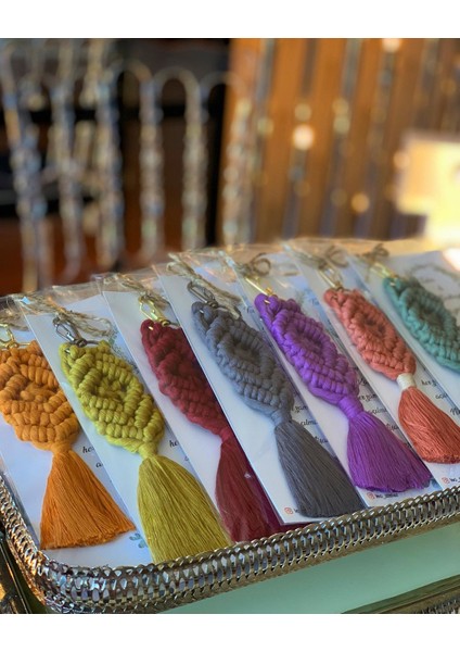 El Örmesi Makrome Anahtarlık Düğün Kına Söz Sünnet Nişan Için Hediyelik-10 Adet