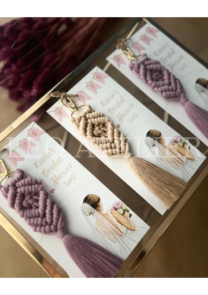 El Örmesi Makrome Anahtarlık Düğün Kına Söz Sünnet Nişan Için Hediyelik-10 Adet