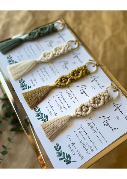 El Örmesi Makrome Anahtarlık Düğün Kına Söz Sünnet Nişan Için Hediyelik -25 Adet