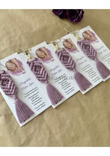 El Örmesi Makrome Anahtarlık Düğün Kına Söz Sünnet Nişan Için Hediyelik-10 Adet