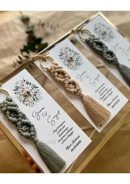 El Örmesi Makrome Anahtarlık Düğün Kına Söz Sünnet Nişan Için Hediyelik-10 Adet