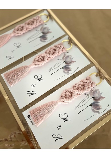 El Örmesi Makrome Anahtarlık Düğün Kına Söz Sünnet Nişan Için Hediyelik-10 Adet