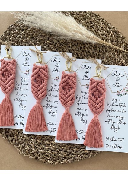 El Örmesi Makrome Anahtarlık Düğün Kına Söz Sünnet Nişan Için Hediyelik -50 Adet