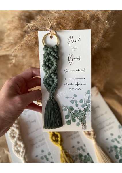 El Örmesi Makrome Anahtarlık Düğün Kına Söz Sünnet Nişan Için Hediyelik-10 Adet