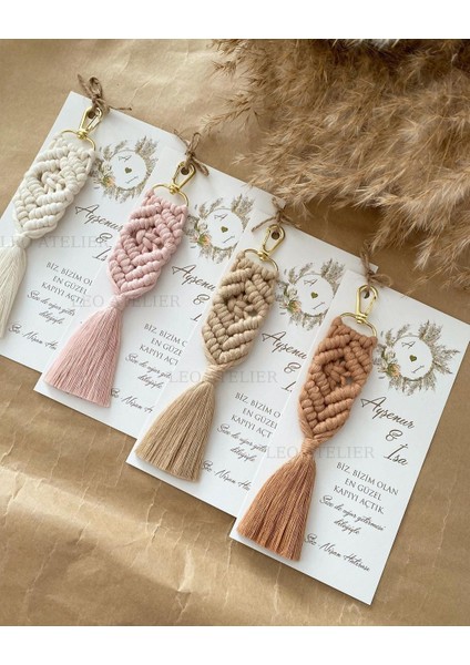 El Örmesi Makrome Anahtarlık Düğün Kına Söz Sünnet Nişan Için Hediyelik-10 Adet