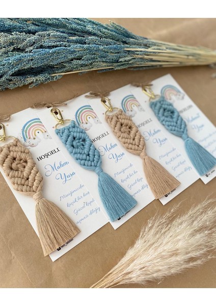 El Örmesi Makrome Anahtarlık Düğün Kına Söz Sünnet Nişan Için Hediyelik-10 Adet