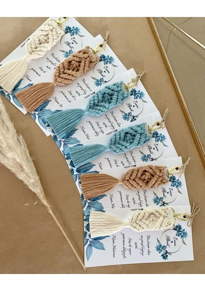 El Örmesi Makrome Anahtarlık Düğün Kına Söz Sünnet Nişan Için Hediyelik -50 Adet