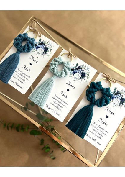 El Örmesi Makrome Anahtarlık Düğün Kına Söz Sünnet Nişan Için Hediyelik-10 Adet