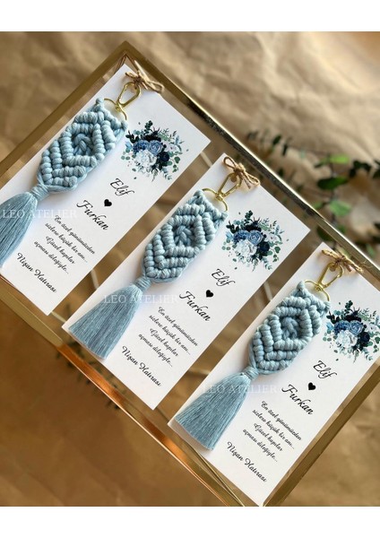 El Örmesi Makrome Anahtarlık Düğün Kına Söz Sünnet Nişan Için Hediyelik -25 Adet