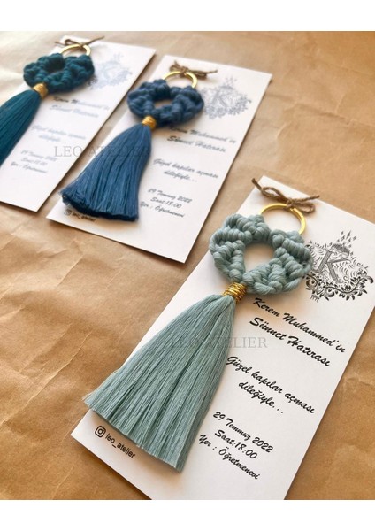 El Örmesi Makrome Anahtarlık Düğün Kına Söz Sünnet Nişan Için Hediyelik -100 Adet