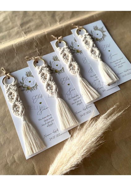 El Örmesi Makrome Anahtarlık Düğün Kına Söz Sünnet Nişan Için Hediyelik -50 Adet