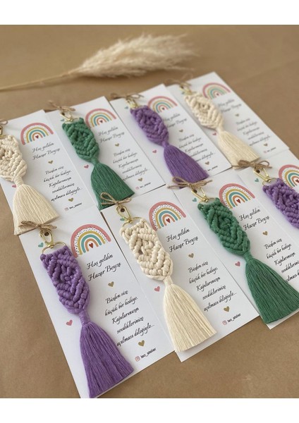 El Örmesi Makrome Anahtarlık Düğün Kına Söz Sünnet Nişan Için Hediyelik -50 Adet