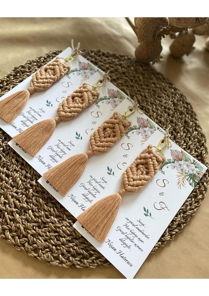 El Örmesi Makrome Anahtarlık Düğün Kına Söz Sünnet Nişan Için Hediyelik-10 Adet