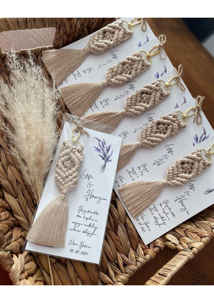 El Örmesi Makrome Anahtarlık Düğün Kına Söz Sünnet Nişan Için Hediyelik-10 Adet