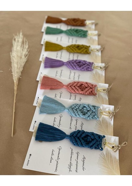 El Örmesi Makrome Anahtarlık Düğün Kına Söz Sünnet Nişan Için Hediyelik -50 Adet