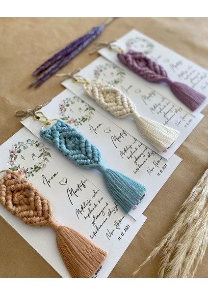 El Örmesi Makrome Anahtarlık Düğün Kına Söz Sünnet Nişan Için Hediyelik -25 Adet