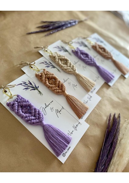 El Örmesi Makrome Anahtarlık Düğün Kına Söz Sünnet Nişan Için Hediyelik-10 Adet